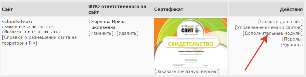 Дополнительные модули в Виртуальном кабинете